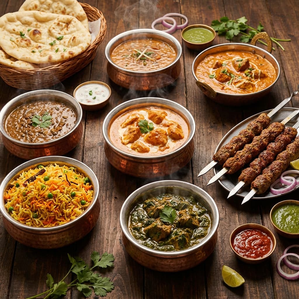 Variety of delicious Pakistani dishes ready for delivery